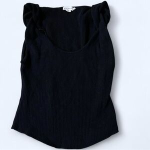 Good American Black Ribbed Tank Top